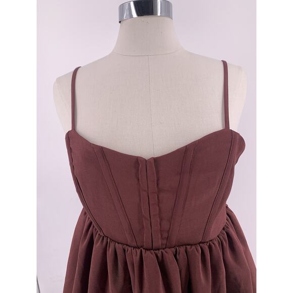 ASTR The Label Bustier Bubble Hem Mini Dress in Merlot L - Picture 7 of 13
